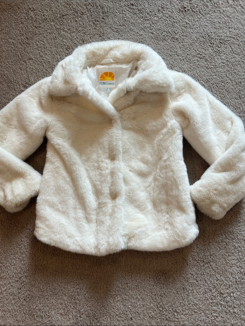 C&C California Kids Plush Faux Fur Jacket in Cream